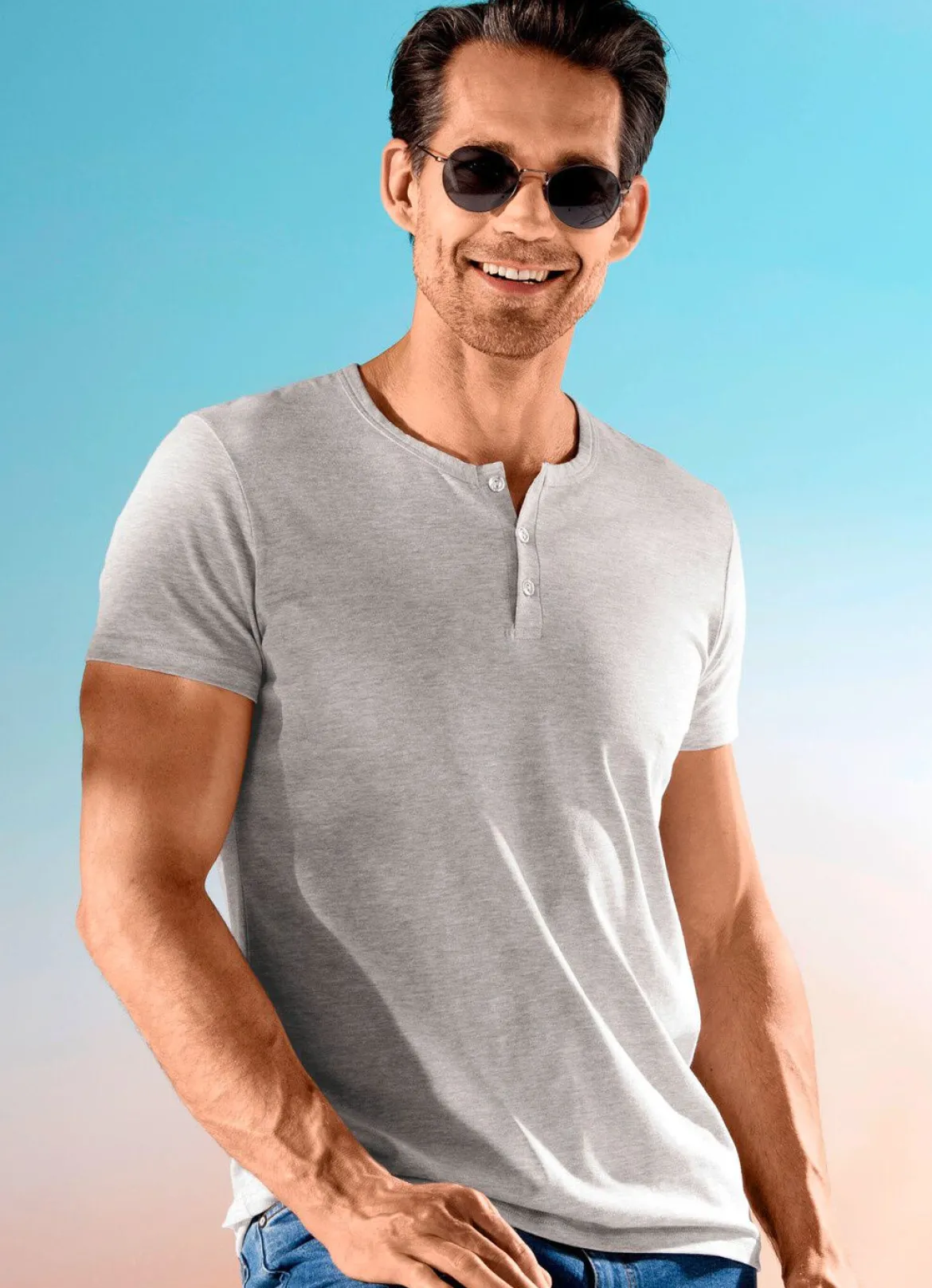 Zweierpack Shirts mit kurzer Knopfleiste