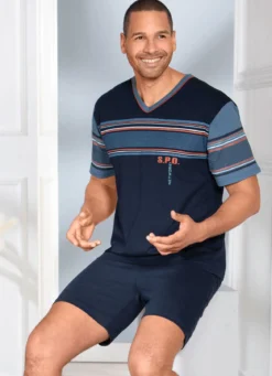 Zweierpack Shortys mit V-Ausschnitt und platziertem Druck
